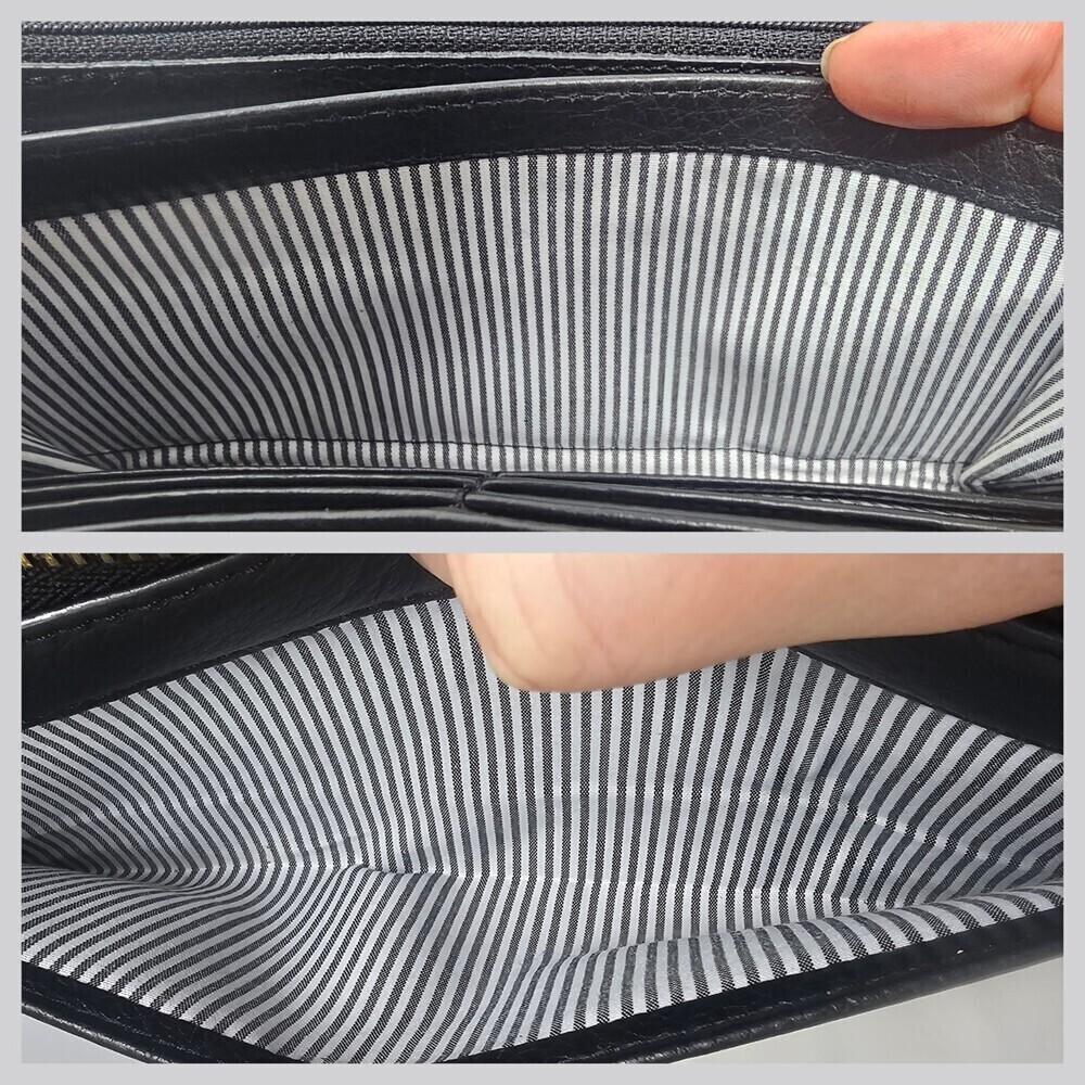 Lodis Black Pebbled Leather Zip Around Clutch Organizer Wallet Credit Card - Picture 8 of 10